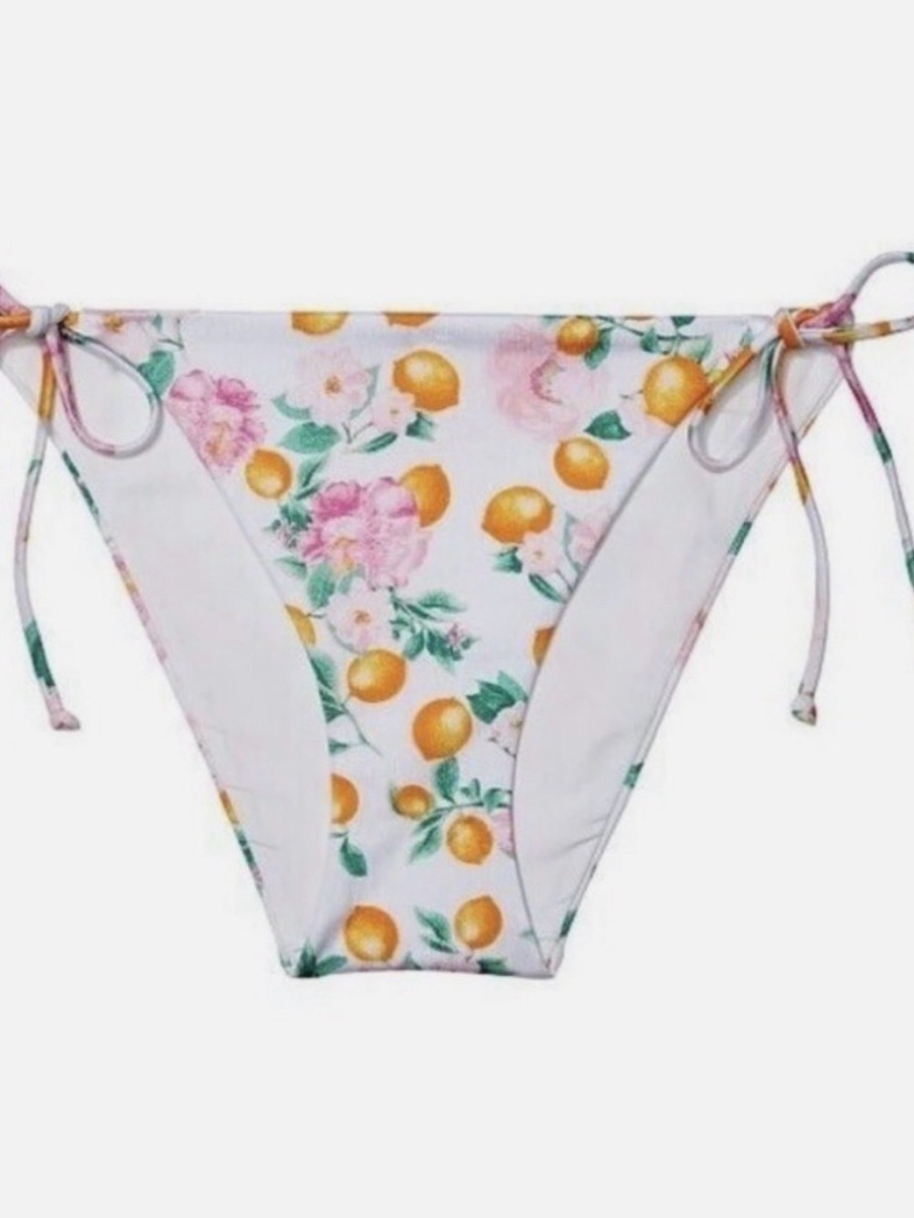 Victoria's Secret White Citrus & Floral Tie-Side Bikini Bottoms